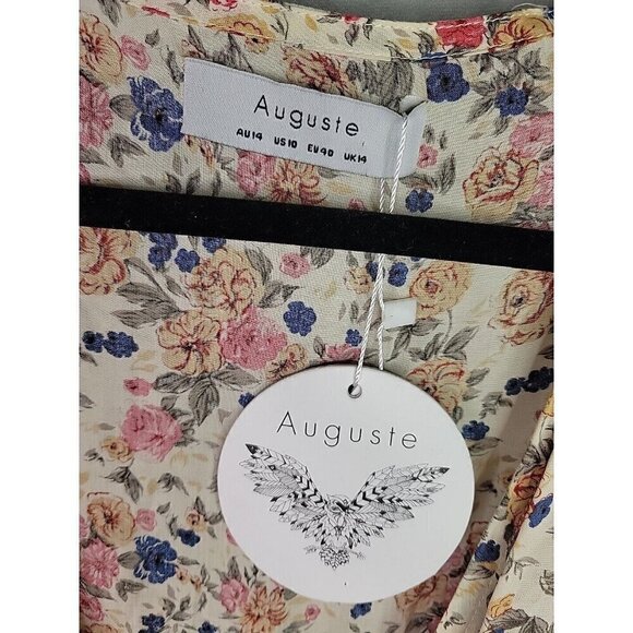 NWT Auguste The Label Boho Bell Sleeve Wrap Ruffle Mini Dress Sz 10, BEAUTIFUL! - Picture 5 of 12